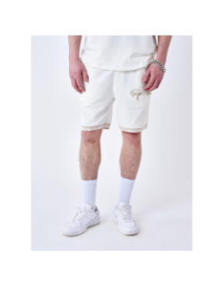 Short à logo brodé en relief beige homme - Project X Paris
