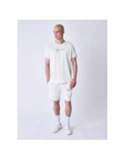 Short à logo brodé en relief beige homme - Project X Paris