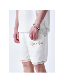 Short à logo brodé en relief beige homme - Project X Paris