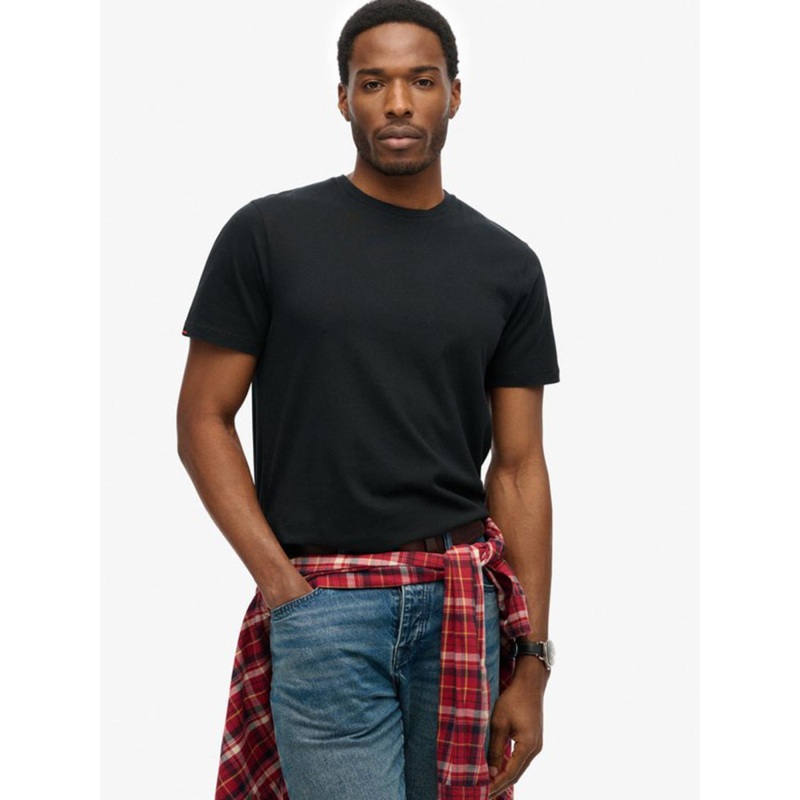 T-shirt uni classic essential jet noir homme - Superdry