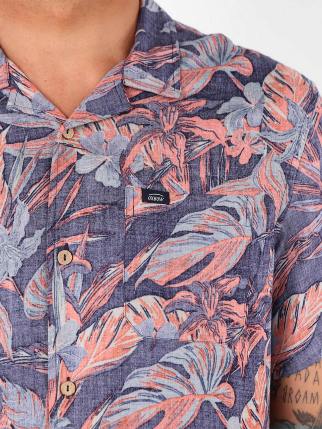 Chemise à motif floral tropics bleu marine homme - Oxbow
