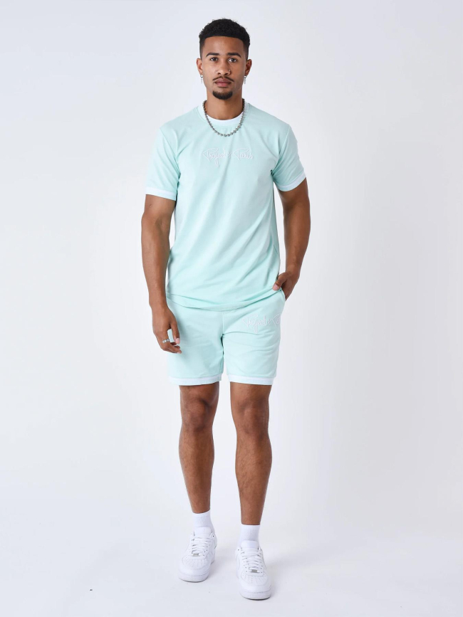 Short à logo brodé en relief vert d'eau homme - Project X Paris