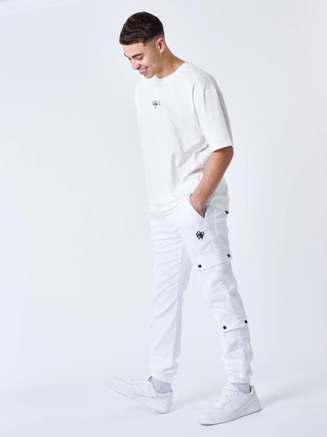 Pantalon cargo à serrage élastique blanc adulte - Project X Paris
