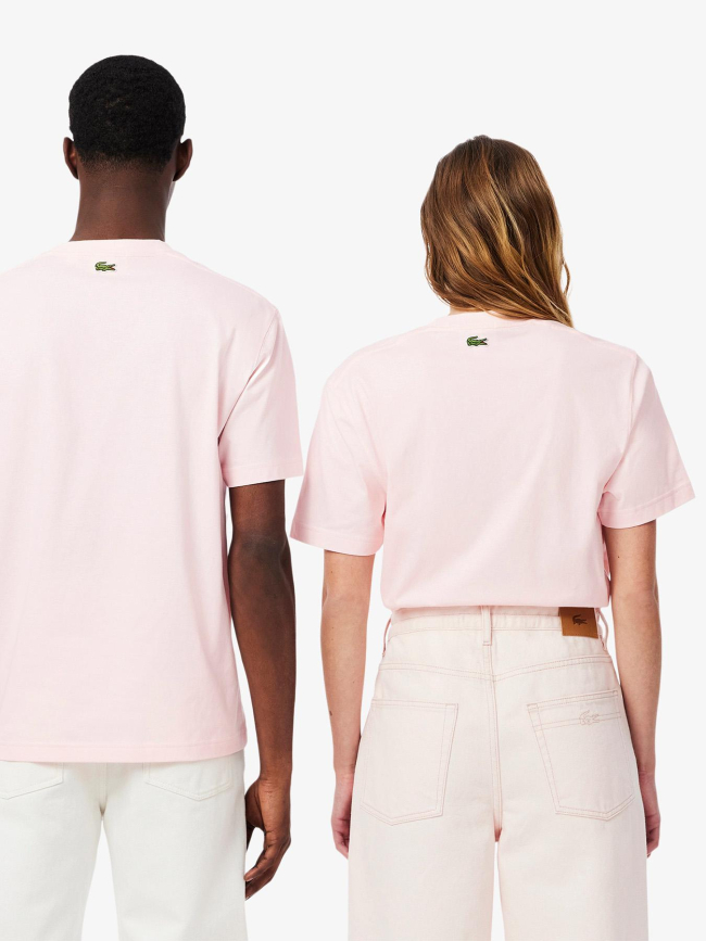 T-shirt en coton à imprimé signature rose adulte - Lacoste