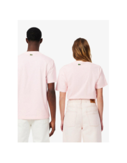 T-shirt en coton à imprimé signature rose adulte - Lacoste