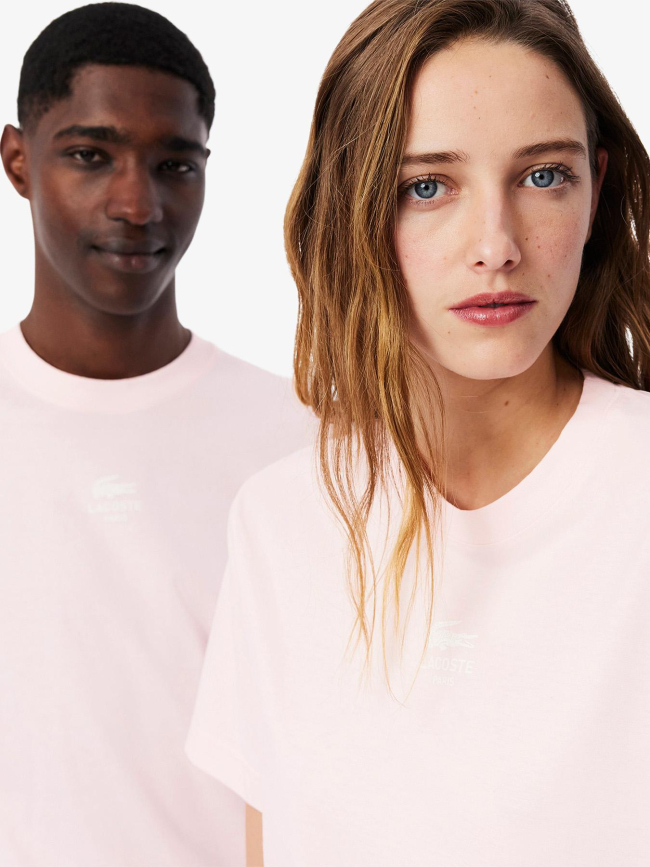 T-shirt en coton à imprimé signature rose adulte - Lacoste