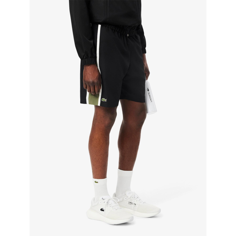 Short tennis léger bandes color-block noir homme - Lacoste