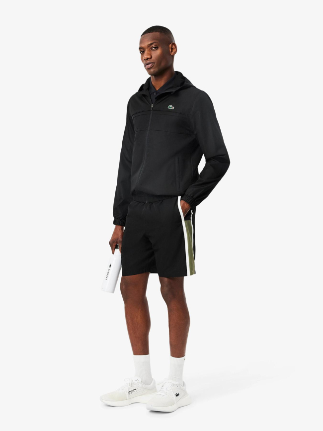 Short tennis léger bandes color-block noir homme - Lacoste