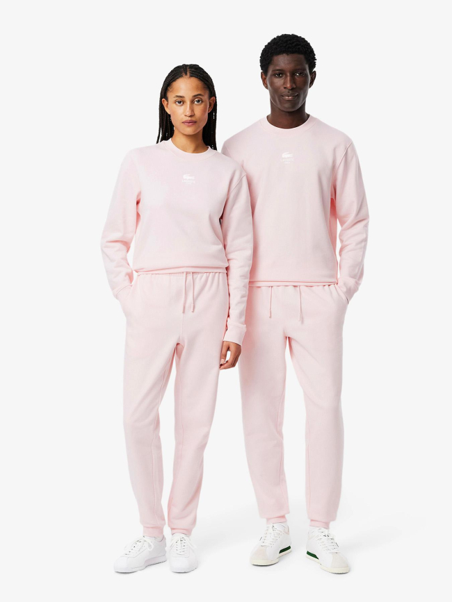 Pantalon jogging molleton soft branding rose homme - Lacoste