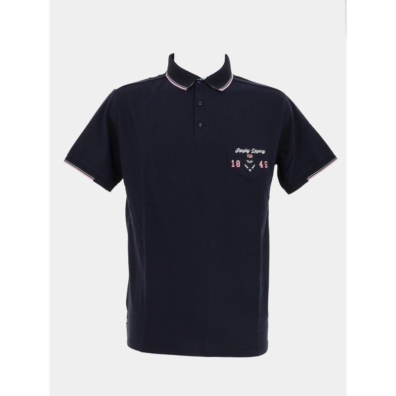 Polo à manches courtes patch aop floral marine homme - Union Black