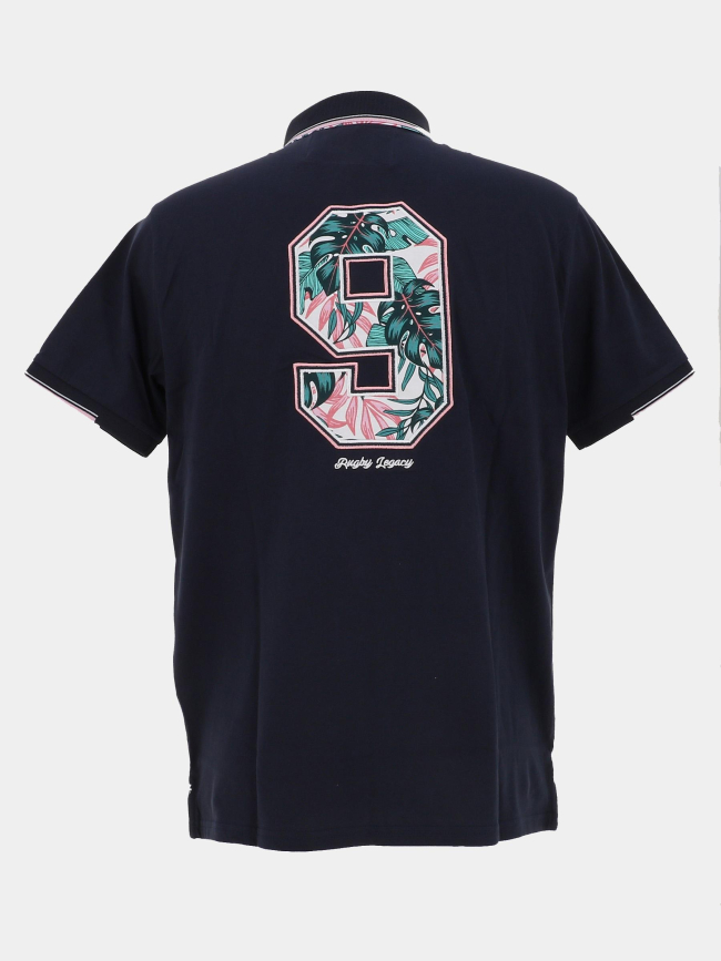 Polo à manches courtes patch aop floral marine homme - Union Black