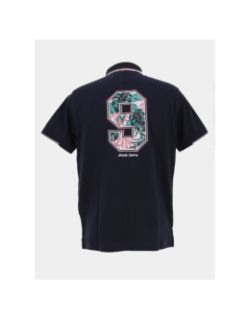 Polo à manches courtes patch aop floral marine homme - Union Black