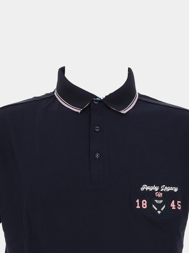 Polo à manches courtes patch aop floral marine homme - Union Black