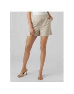 Short en lin milo beige femme - Vero Moda