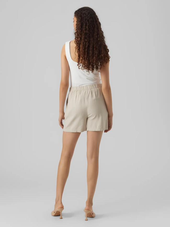Short en lin milo beige femme - Vero Moda