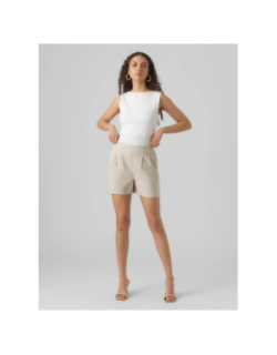 Short en lin milo beige femme - Vero Moda