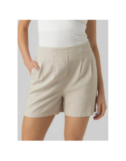 Short en lin milo beige femme - Vero Moda