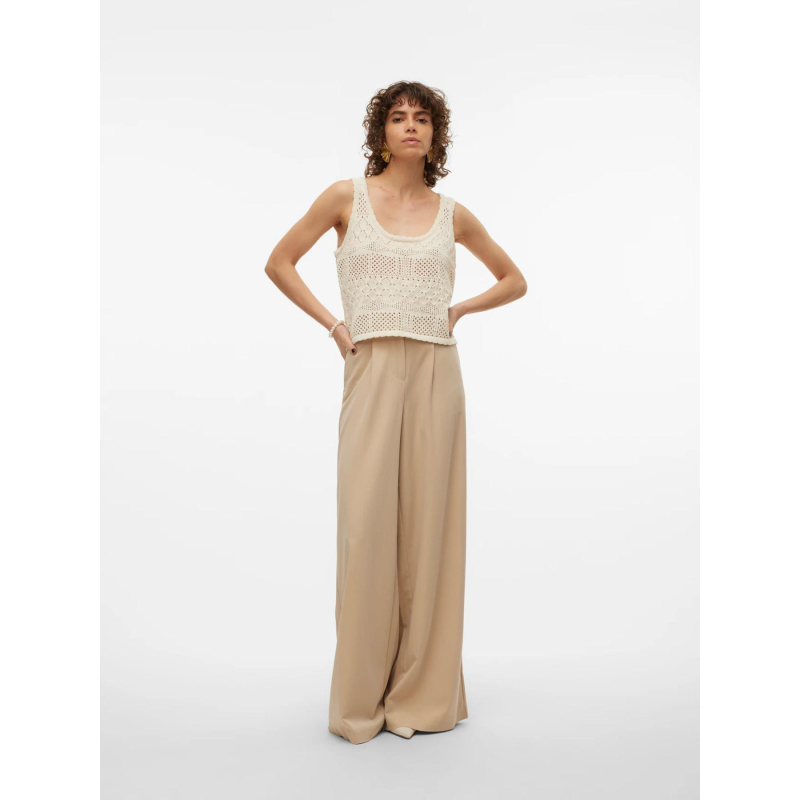 Débardeur maille ajouré amalfi shine beige femme - Vero Moda