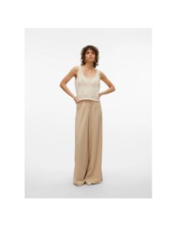 Débardeur maille ajouré amalfi shine beige femme - Vero Moda