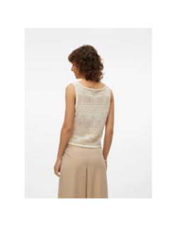 Débardeur maille ajouré amalfi shine beige femme - Vero Moda