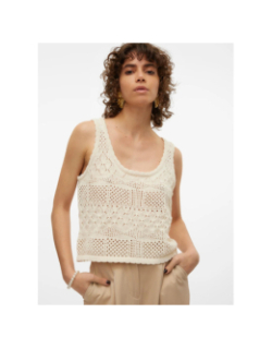 Débardeur maille ajouré amalfi shine beige femme - Vero Moda