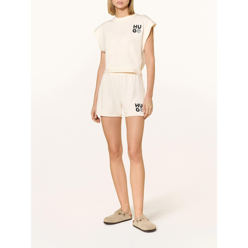 Short jogging daizy blanc écru femme - Hugo