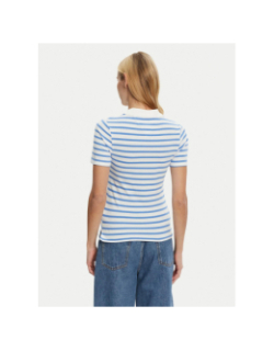 Polo rayé slim 1985 piqué blanc bleu clair femme - Tommy Hilfiger