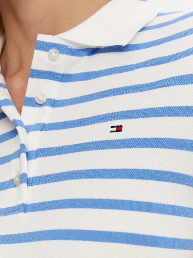 Polo rayé slim 1985 piqué blanc bleu clair femme - Tommy Hilfiger