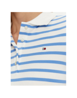 Polo rayé slim 1985 piqué blanc bleu clair femme - Tommy Hilfiger