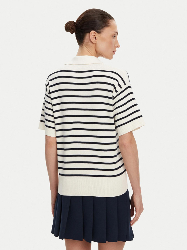 Polo en maille rayé blanc femme - Tommy Hilfiger