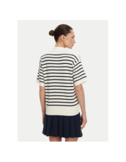 Polo en maille rayé blanc femme - Tommy Hilfiger