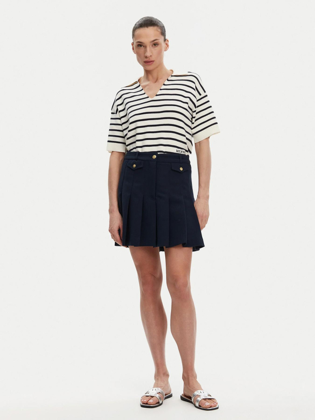 Polo en maille rayé blanc femme - Tommy Hilfiger