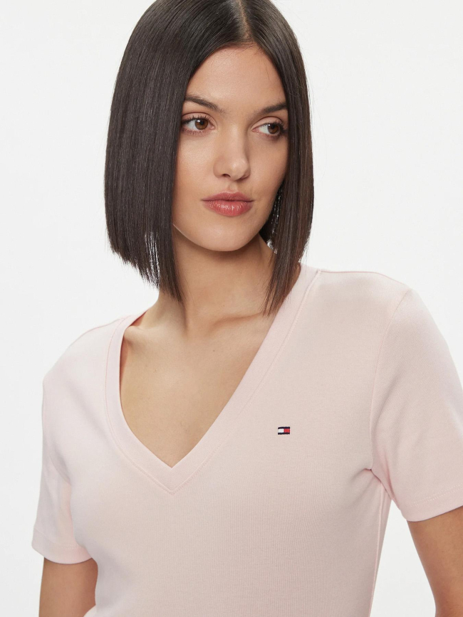 T-shirt col v slim cody rose femme - Tommy Hilfiger