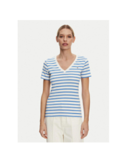 T-shirt rayé col v slim cody bleu femme - Tommy Hilfiger