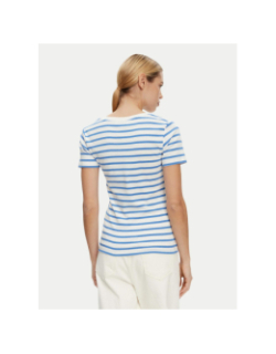 T-shirt rayé col v slim cody bleu femme - Tommy Hilfiger