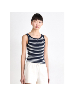 Débardeur côtelé boutonné rayé bleu marine femme - Tommy Jeans