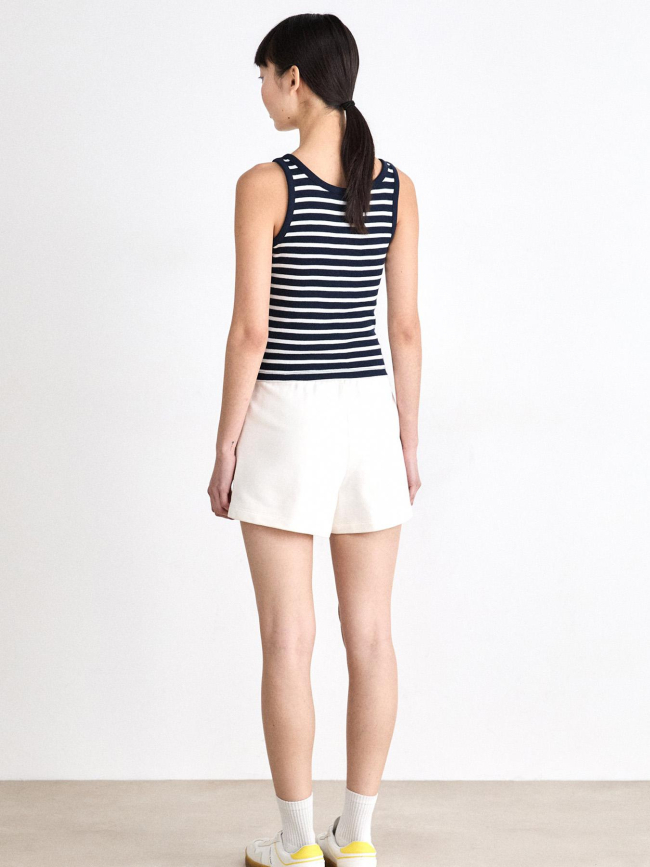 Débardeur côtelé boutonné rayé bleu marine femme - Tommy Jeans