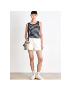 Débardeur côtelé boutonné rayé bleu marine femme - Tommy Jeans