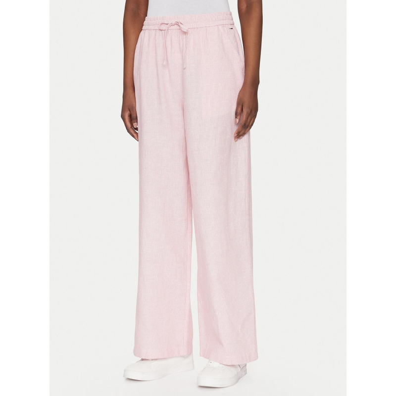 Pantalon rayé en lin rouge femme - Tommy Jeans