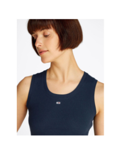 Débardeur côtelé essential rib bleu marine femme - Tommy Jeans