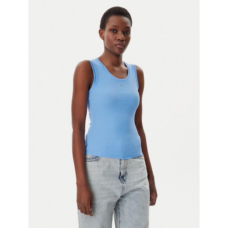Débardeur côtelé essential bleu femme - Tommy Jeans