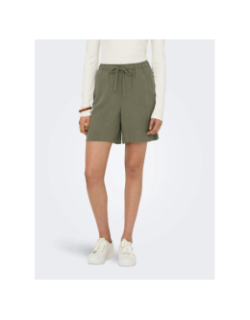 Short fluide lin siesta kaki femme - Only