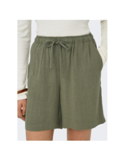 Short fluide lin siesta kaki femme - Only