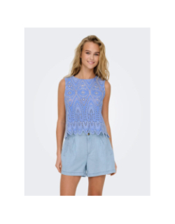 Débardeur ajouré tulum bleu femme - Only