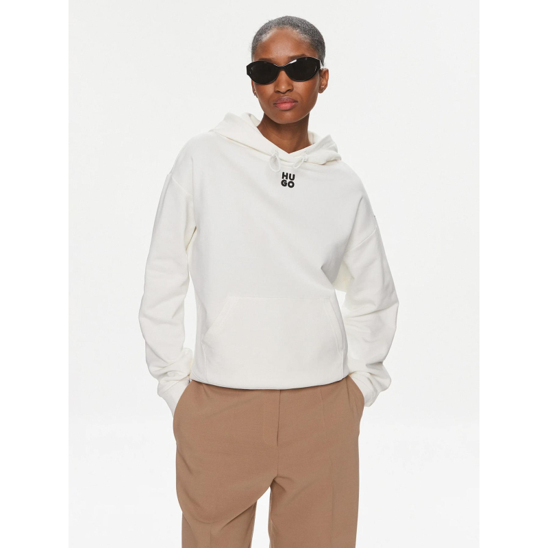 Sweat à capuche delfinia open écru blanc femme - Hugo