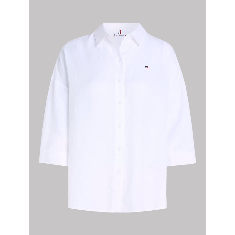 Chemise en lin loose 3/4 blanc femme - Tommy Hilfiger