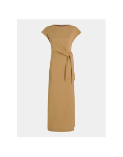 Robe midi fendue col bateau marron femme - Tommy Hilfiger