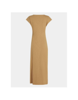 Robe midi fendue col bateau marron femme - Tommy Hilfiger