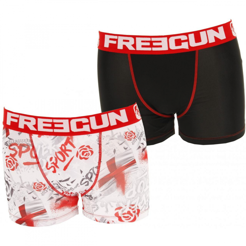 Pack 2 boxers world cup blanc/rouge/noir garçon - Freegun