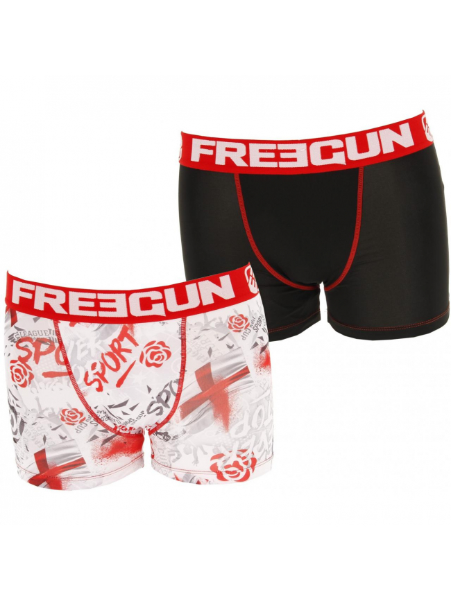 Pack 2 boxers world cup blanc/rouge/noir garçon - Freegun